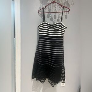 White House Black Market Black and White Spaghetti Strap Sundress